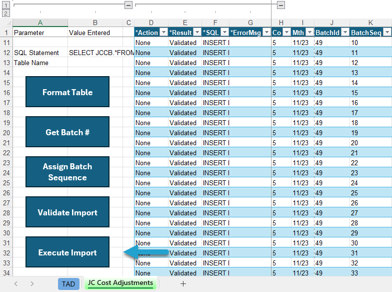 Executing the Import screenshot