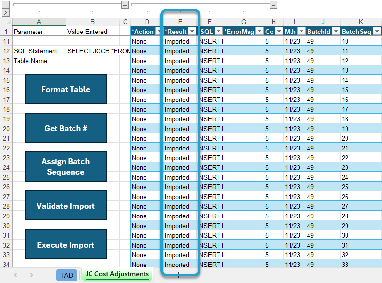 Executing the Import screenshot