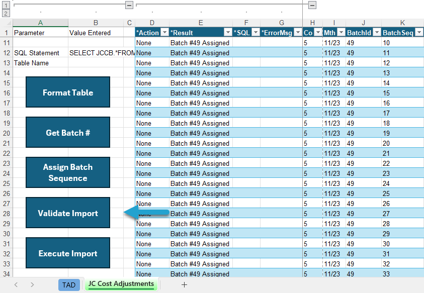 Validating the Import screenshot