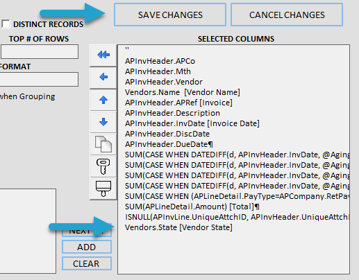 Change Columns screenshot