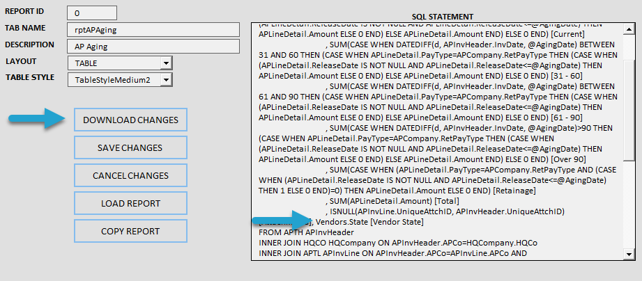 Change Columns screenshot