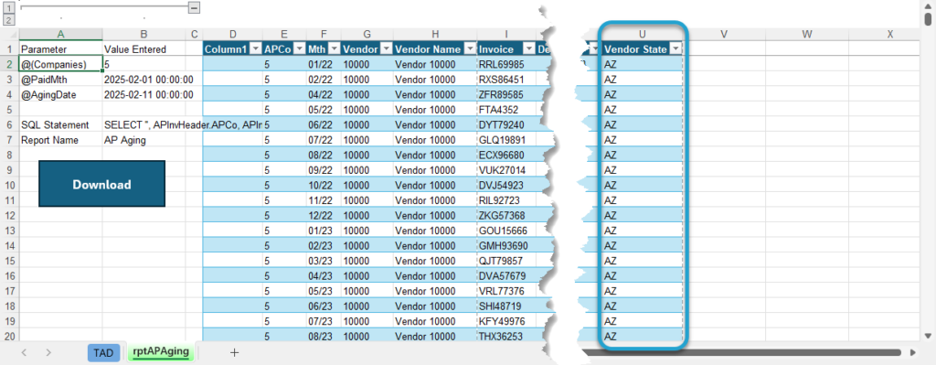 Change Columns screenshot