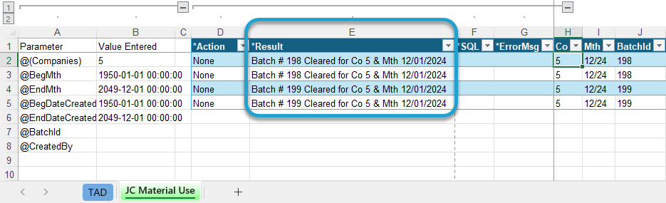 Clearing the Batches screenshot
