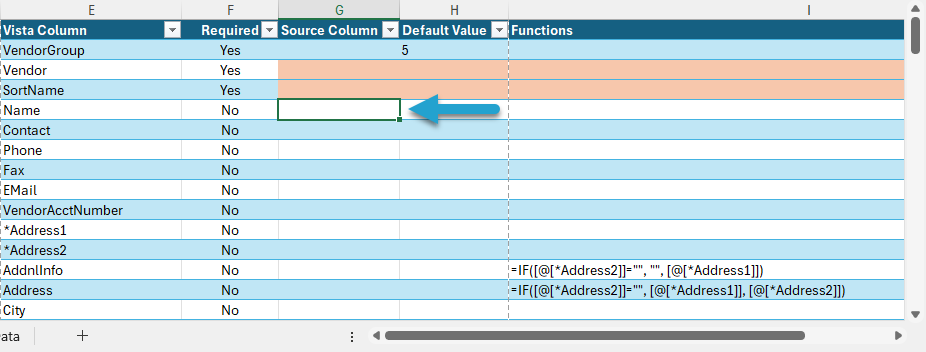 Assign Source Columns screenshot