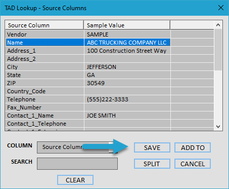 Assign Source Columns screenshot