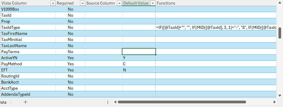 Assign Default Value screenshot