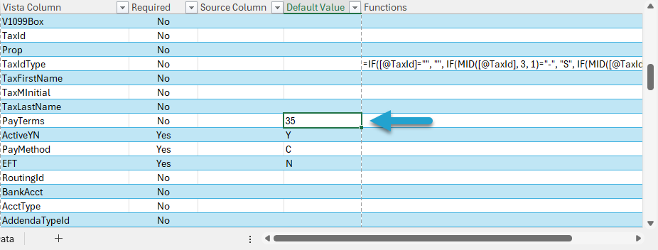 Assign Default Value screenshot