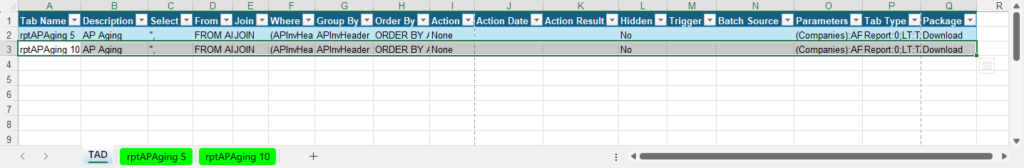 Copy Directly on TAD Worksheet screenshot