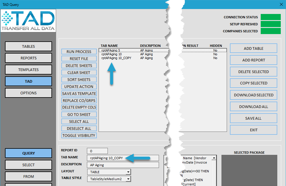 Copy Using TAD Button screenshot