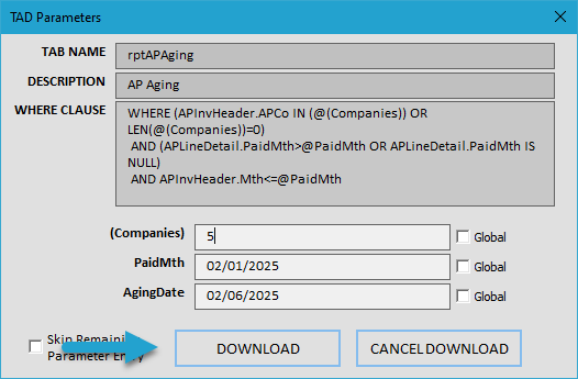 Download a Report screenshot