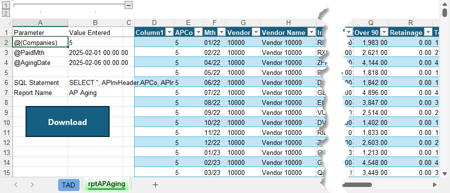Download a Report screenshot