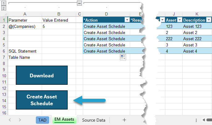 Initialize Asset Schedules screenshot