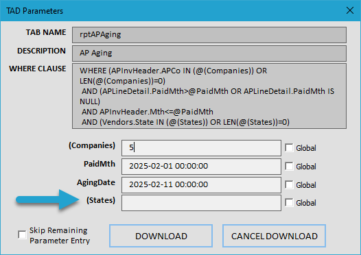 Add a Filter or Parameter screenshot