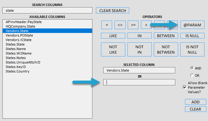 Add a Filter or Parameter screenshot