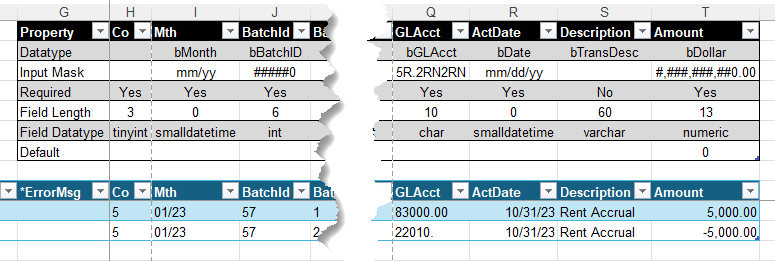 Add Column Properties Table screenshot