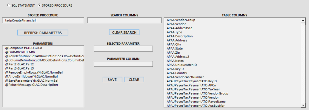 Stored Procedures screenshot