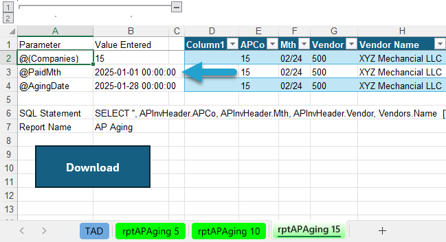 Global Parameter Example screenshot