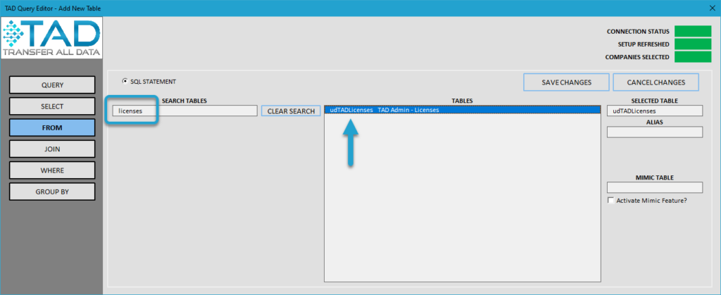 Granting Access in TAD screenshot