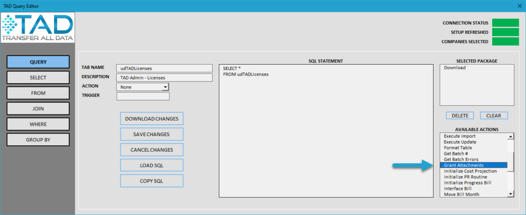 Granting Access in TAD screenshot