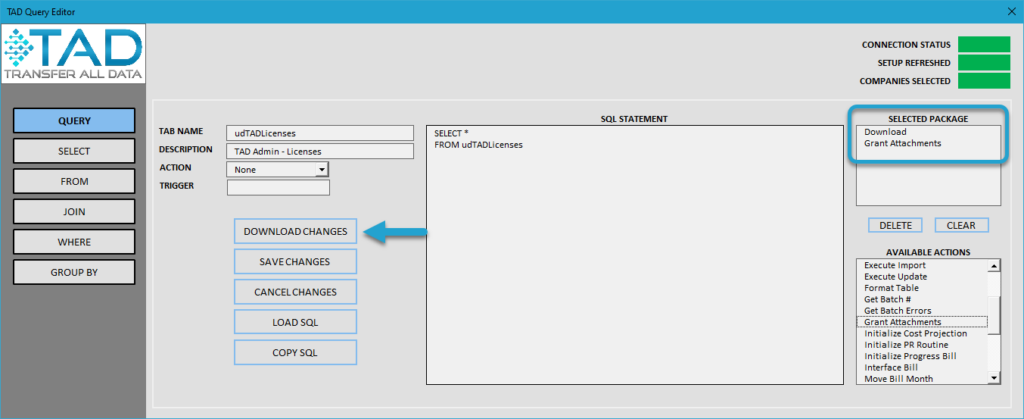 Granting Access in TAD screenshot
