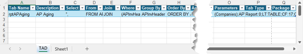 TAD Worksheet screenshot