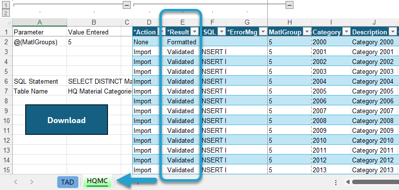 Validating the Import screenshot