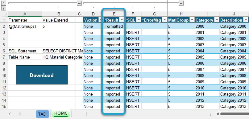 Executing the Import screenshot