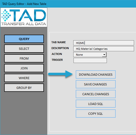 Downloading the Table screenshot