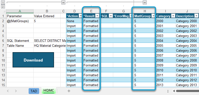 Formatting the Table screenshot