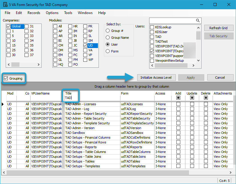 Give Form Security Access screenshot