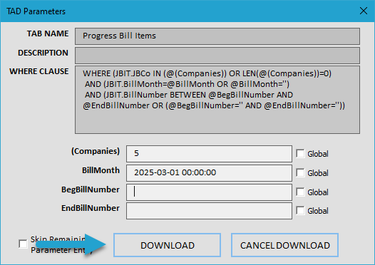 Update Billing Items screenshot