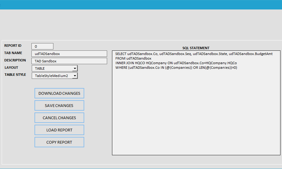 Loading a Report screenshot
