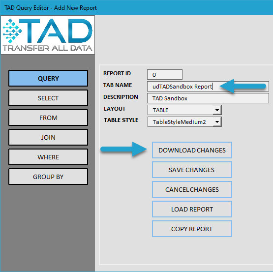 Loading a Report screenshot