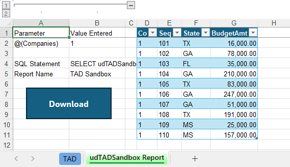 Loading a Report screenshot