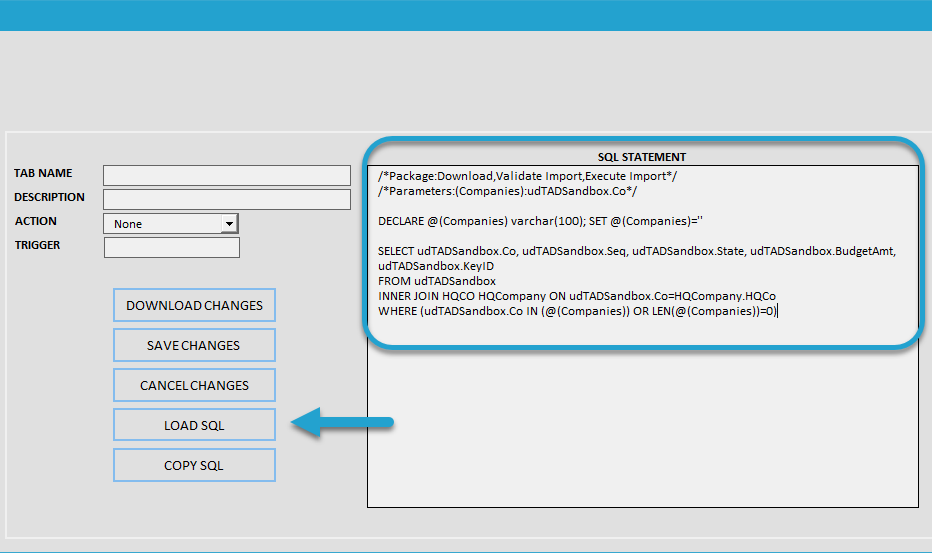 Loading a Table screenshot