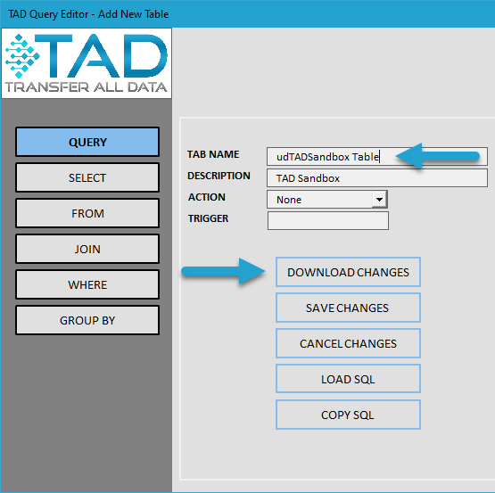 Loading a Table screenshot