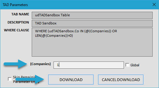 Loading a Table screenshot