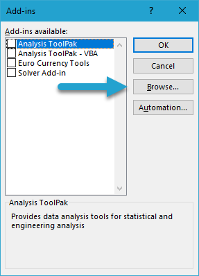 Load the Excel Add-in screenshot