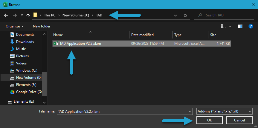 Load the Excel Add-in screenshot