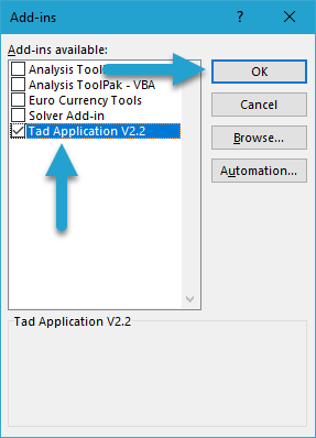 Load the Excel Add-in screenshot