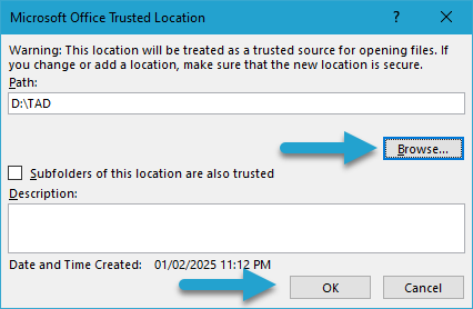 Trusted Location Needed? screenshot