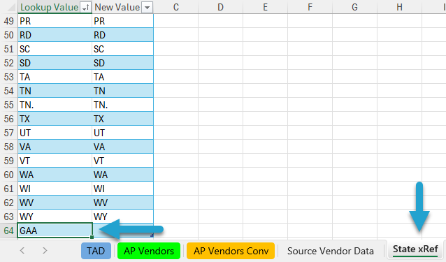 Missing Cross Reference Values screenshot
