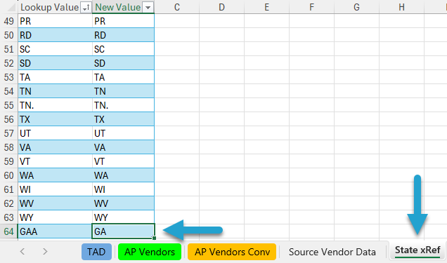 Missing Cross Reference Values screenshot