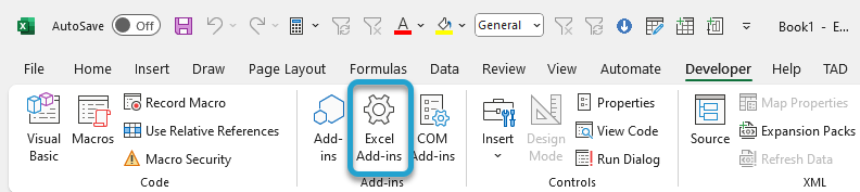 Remove the Excel Add-in screenshot