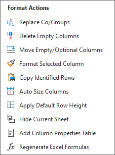 Format Table Button Sub-Menu screenshot