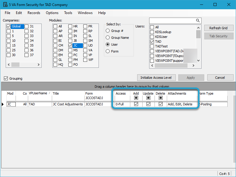 Table Security screenshot