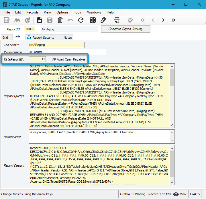 Report Security screenshot