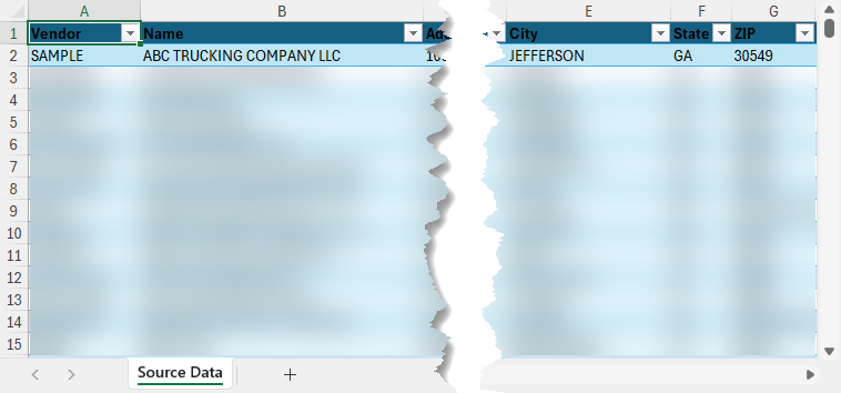 Create Excel Table screenshot