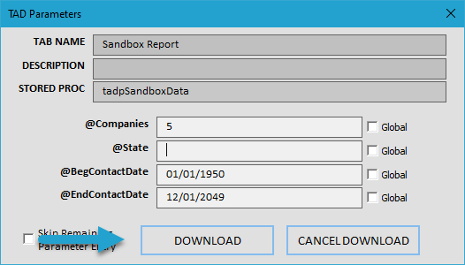 Create Report screenshot