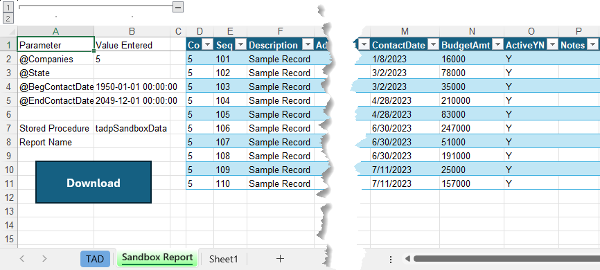 Create Report screenshot